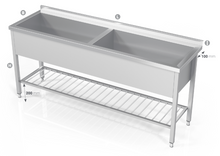 Load image into Gallery viewer, DOUBLE POT SINK WITH GRID SHELF - Steelior