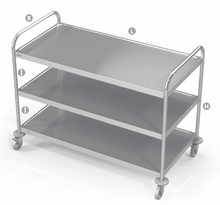 Load image into Gallery viewer, SERVICE TROLLEY WELDED WITH 3 SHELVES - Steelior