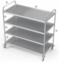 Load image into Gallery viewer, SERVICE TROLLEY WELDED WITH 4 SHELVES - Steelior