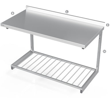 WALL MOUNTED TABLE WITH GRID SHELF - Steelior