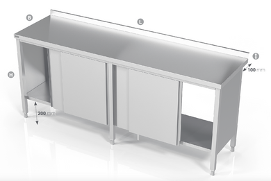 STORAGE TABLE WITH SLIDING DOORS - Steelior