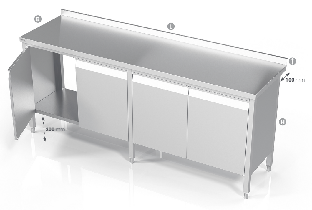 STORAGE TABLE WITH SHUTTING DOORS - Steelior