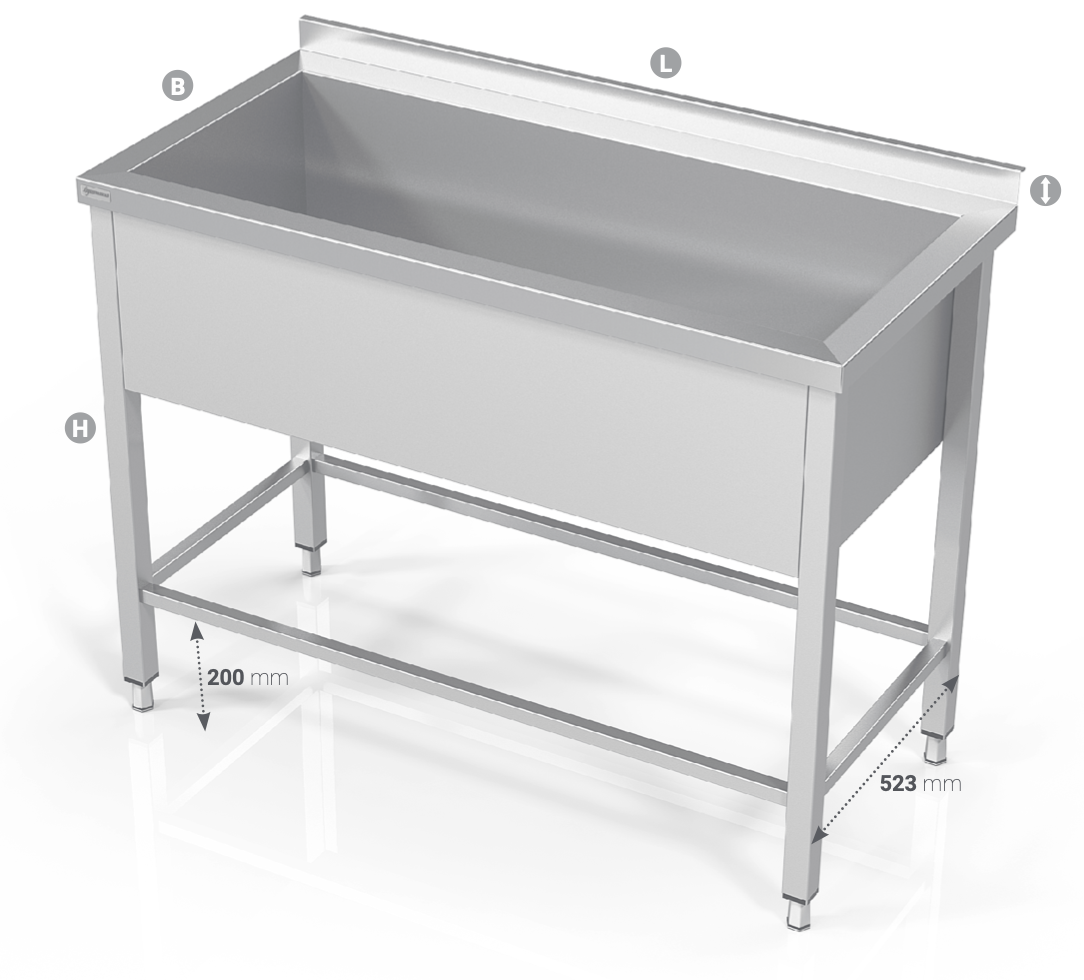 POT SINK WITH FRAME FOR MODULAR SHELVES - Steelior