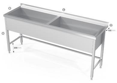 DOUBLE POT SINK WITH OPEN FRAME - Steelior