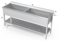DOUBLE POT SINK WITH REINFORCED SHELF - Steelior