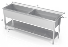 Load image into Gallery viewer, DOUBLE POT SINK WITH REINFORCED SHELF - Steelior
