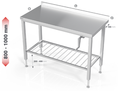 MANUAL HEIGHT ADJUSTABLE TABLE WITH GRID SHELF - Steelior