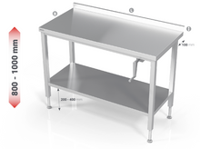 Ladda upp bild till gallerivisning, MANUAL HEIGHT ADJUSTABLE TABLE WITH REINFORCED SHELF - Steelior
