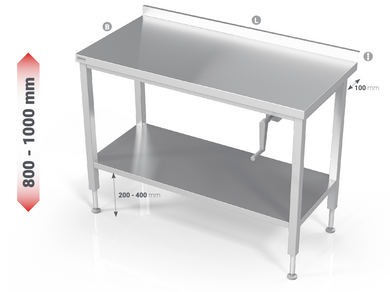 MANUAL HEIGHT ADJUSTABLE TABLE WITH REINFORCED SHELF - Steelior