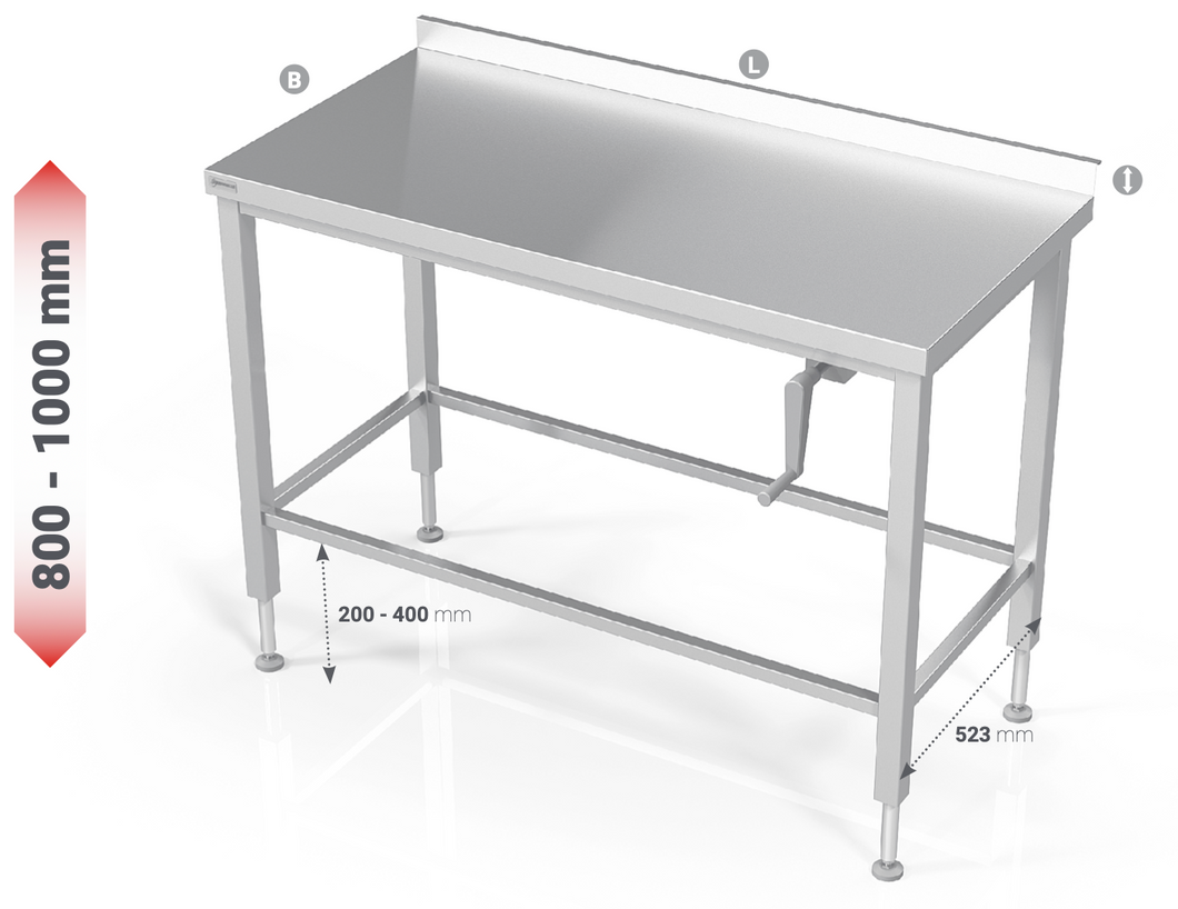 MANUAL HEIGHT ADJUSTABLE TABLE WITH FRAME FOR MODULAR SHELVES - Steelior