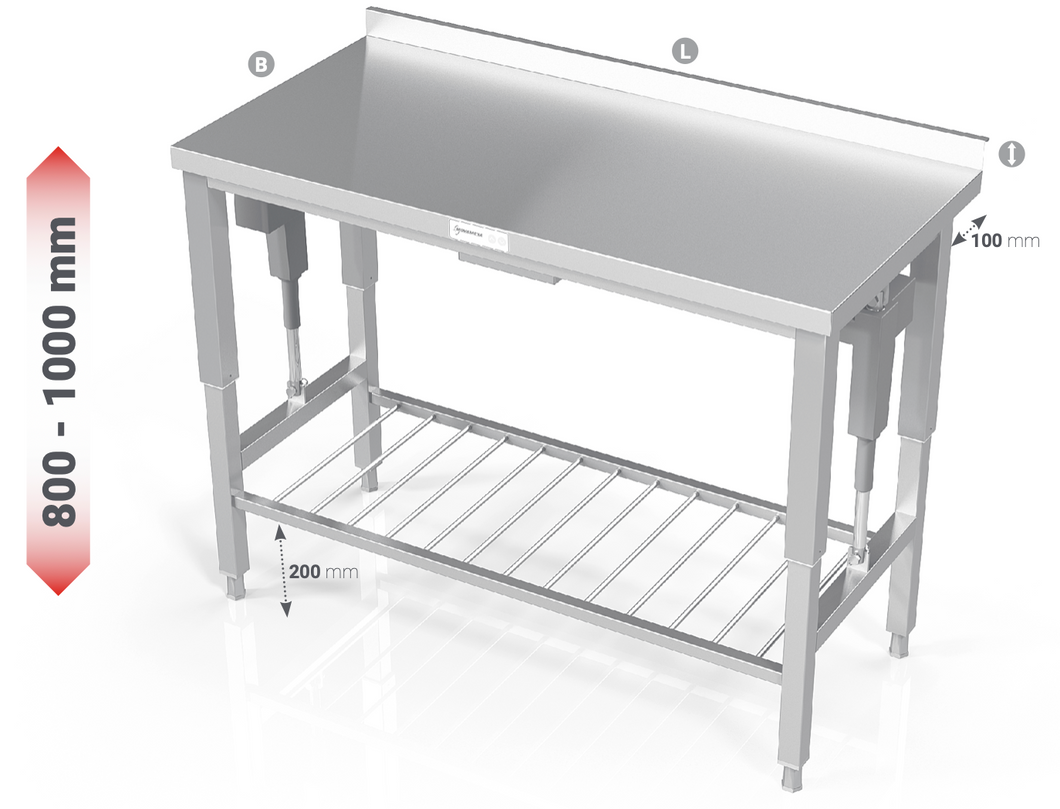 ELECTRIC HEIGHT ADJUSTABLE TABLE WITH GRID SHELF - Steelior