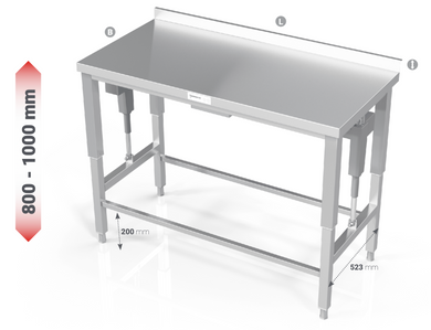 ELECTRIC HEIGHT ADJUSTABLE TABLE WITH FRAME FOR MODULAR SHELVES - Steelior