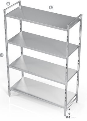 MODULAR SHELVING UNIT WITH STAINLESS STEEL PLATE SHELVES - Steelior