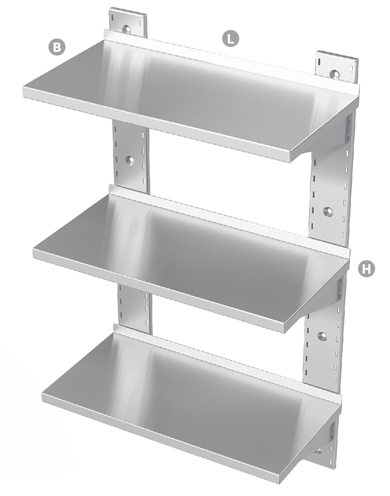 WALL SHELF FOR EQUIPMENT, TRIPLE - Steelior