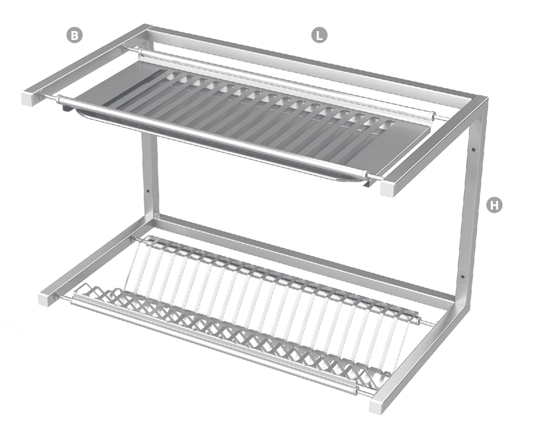 WALL SHELF FOR DRYING DISHES, DOUBLE - Steelior