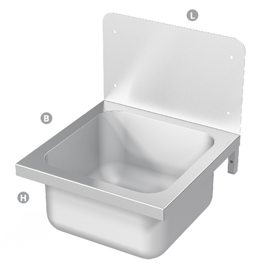 HANDBASIN WITH HIGH UPSTAND - Steelior