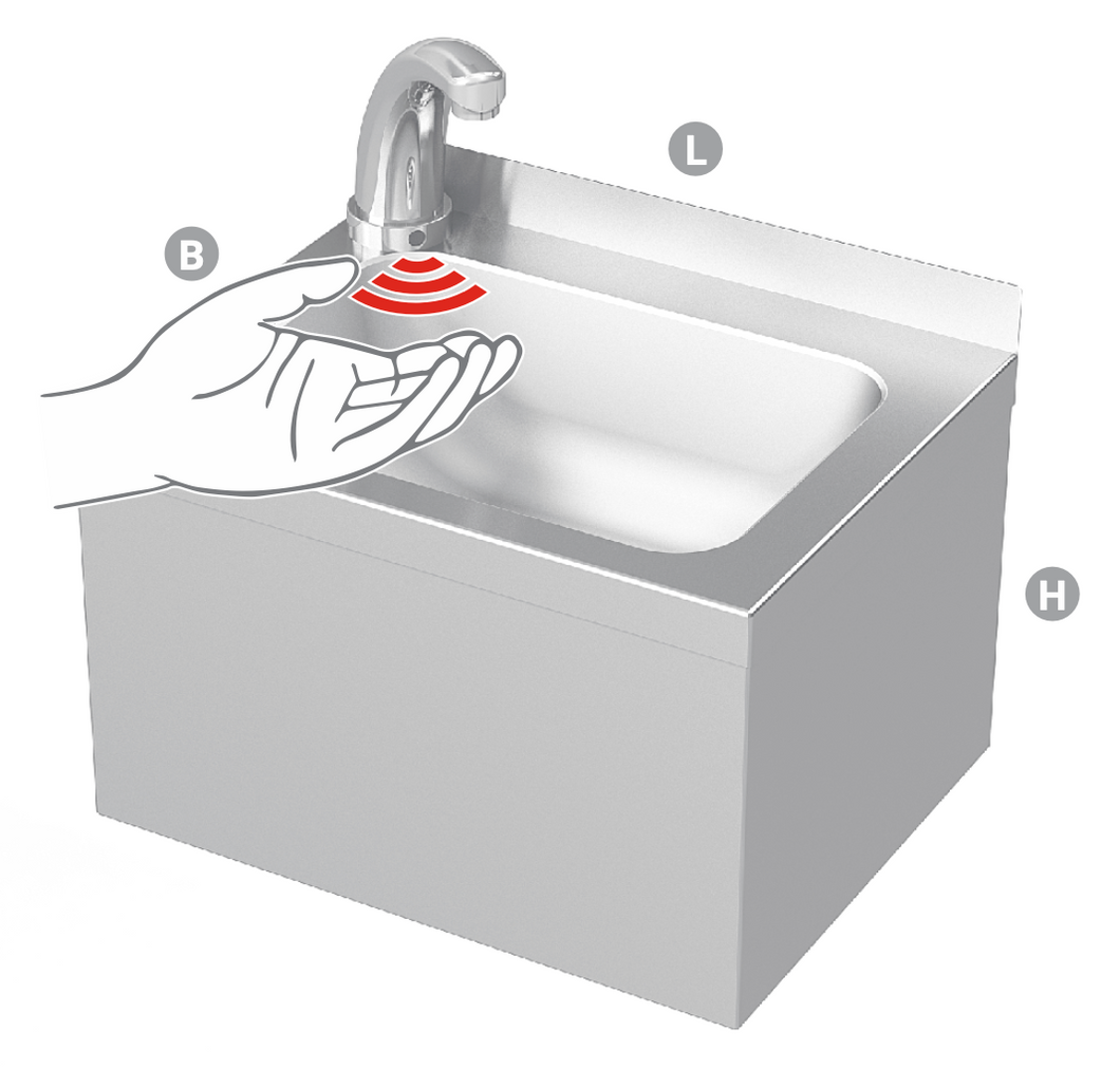 HANDBASIN WITH SENSOR OPERATED MIXER - Steelior