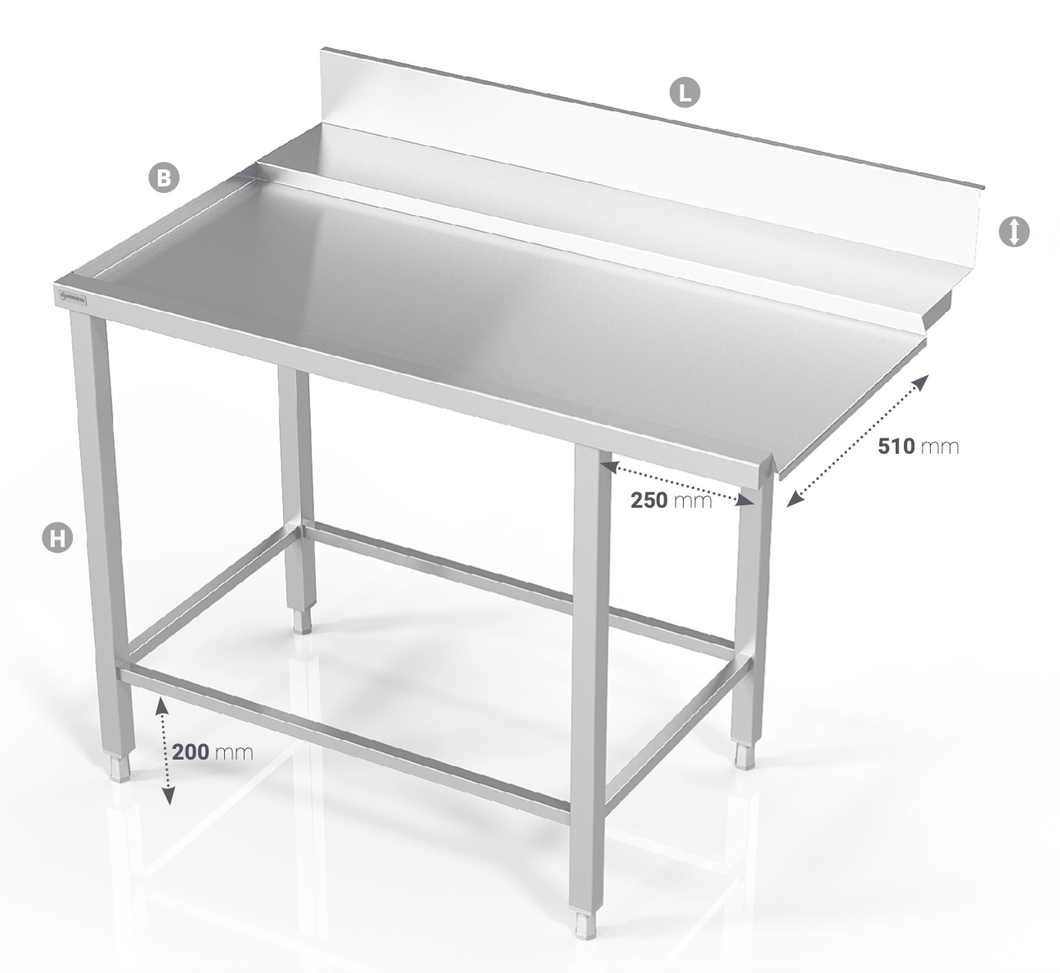 TABLE TO DISHWASHER WITH FRAME FOR MODULAR SHELVES - Steelior