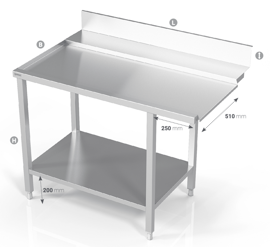 TABLE TO DISHWASHER WITH REINFORCED SHELF - Steelior