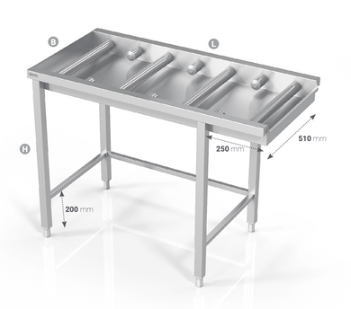 TABLE TO DISHWASHER WITH SHORT ROLLS AND OPEN FRAME - Steelior