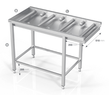 Load image into Gallery viewer, TABLE TO DISHWASHER WITH LONG ROLLS AND FRAME FOR MODULAR SHELVES - Steelior
