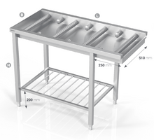 Load image into Gallery viewer, TABLE TO DISHWASHER WITH LONG/SHORT ROLLS AND GRID SHELF - Steelior
