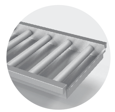 TABLE TO DISHWASHER WITH LONG ROLLS AND FRAME FOR MODULAR SHELVES - Steelior