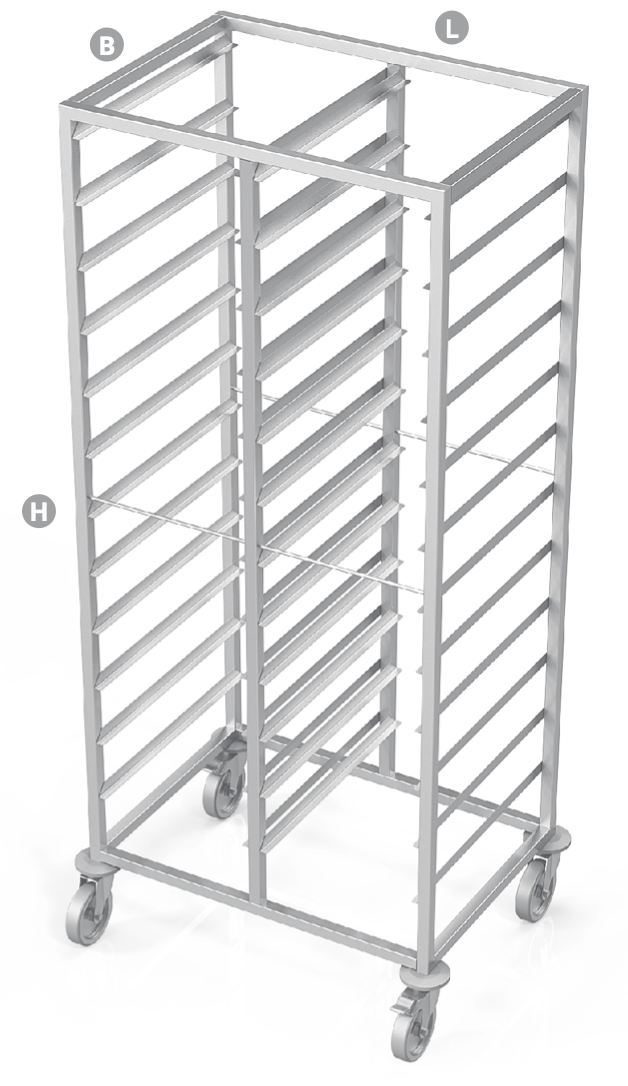 TROLLEY FOR GASTRONORM CONTAINERS - Steelior