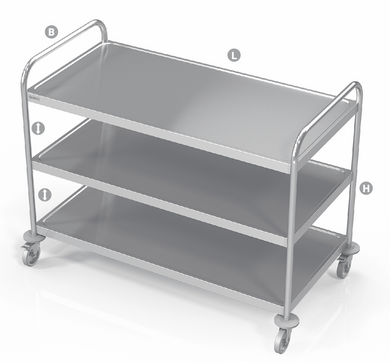 SERVICE TROLLEY WELDED WITH 3 SHELVES - Steelior