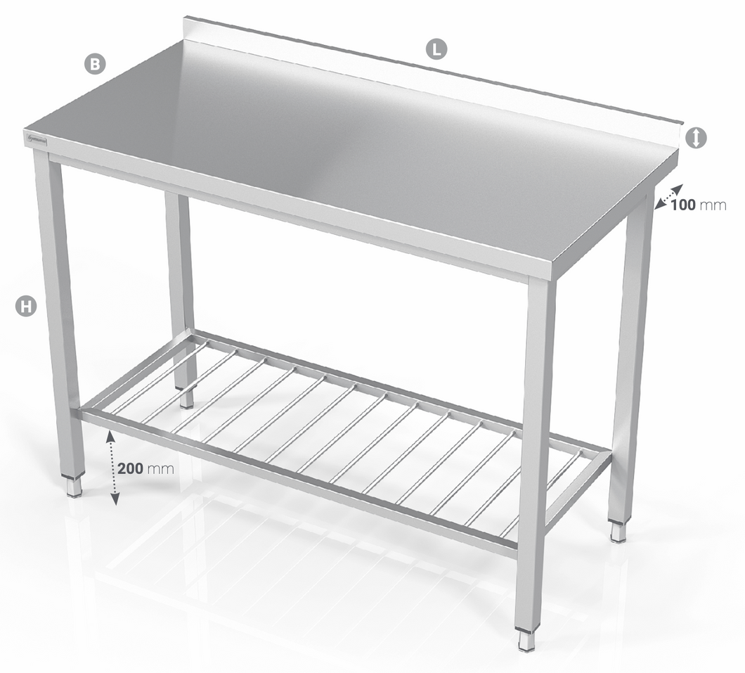 TABLE WITH GRID SHELF - Steelior